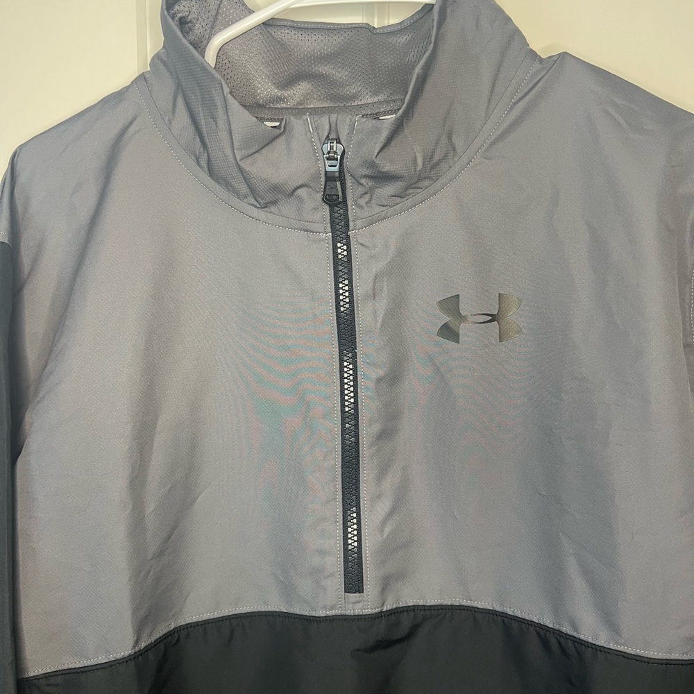 Under Armour Gray and Black Half-Zip Pullover/Windbreaker - Picture 2 of 9
